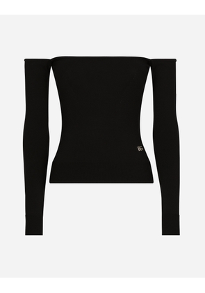 Dolce & Gabbana Strapless Viscose Sweater With Muffs - Woman Shirts And Tops Black 46