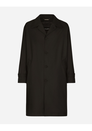 Dolce & Gabbana Nylon Trench Coat With Logo Tag - Man Coats And Jackets Black Fabric 54