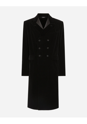 Dolce & Gabbana Velvet Coat With Satin Details - Man Coats And Jackets Black 52