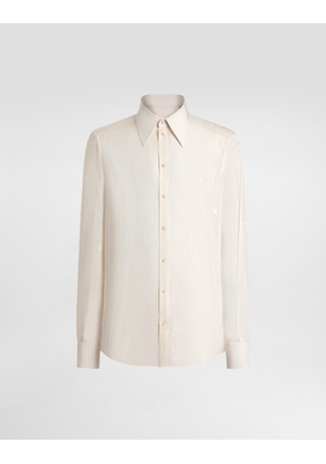Dolce & Gabbana Gold Shirt In Silk Jacquard - Man Shirts White 41