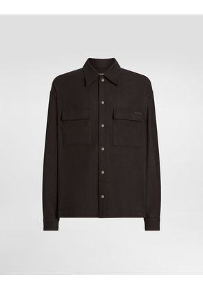 Dolce & Gabbana Mélange Wool Mat Shirt - Man Shirts Brown Wool 40
