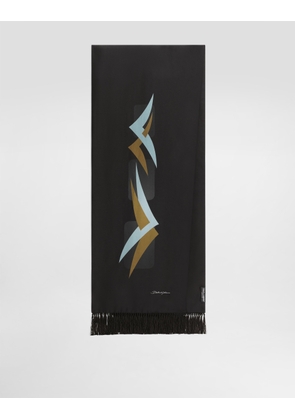 Dolce & Gabbana Vintage-print Twill Scarf - Man Scarves And Silks Grey Onesize