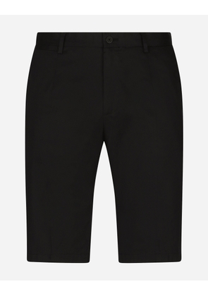 Dolce & Gabbana Stretch Cotton Shorts With Dg Patch - Man Pants And Shorts Black Cotton 48