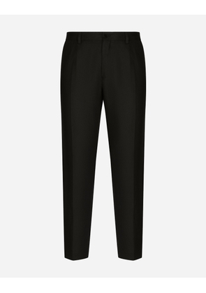 Dolce & Gabbana Linen Pants With Logo Label - Man Pants And Shorts Black Linen 44
