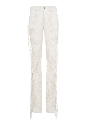 Ralph Lauren Annabeth Fringed Suede Straight-Leg Pants - Moda Operandi