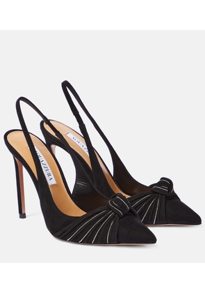 Aquazzura Atelier embellished suede slingback pumps