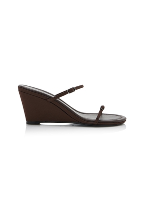 St. Agni Petit-Belt Satin Wedge Sandals - Moda Operandi