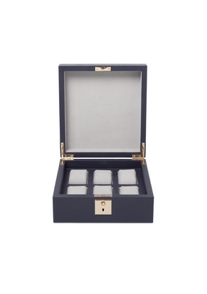 Smythson Lockable Watch Box In Panama In Navy