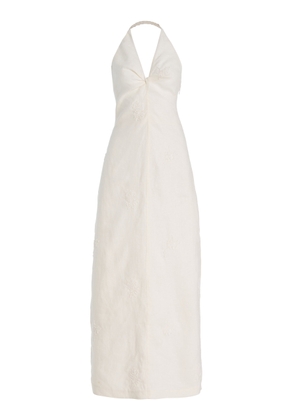 SIR. Alessandra Beaded Linen Maxi Halter Dress - Moda Operandi