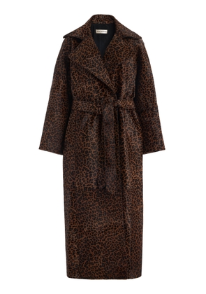Nour Hammour Althea Leopard Ponyhair Trench Coat - Moda Operandi