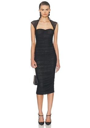 SEROYA Kylie Mesh Midi Dress in Black - Black. Size S (also in ).