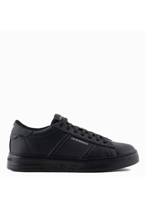 Emporio Armani Leather Sneakers With Logo Detail