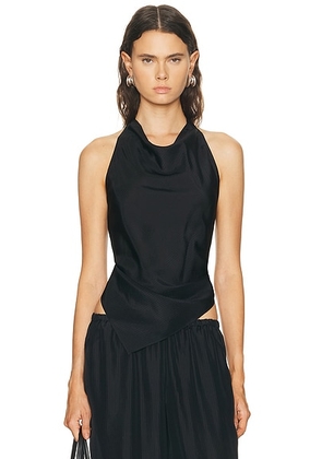 St. Agni Silk Grind Halter Top in Black - Black. Size M (also in ).