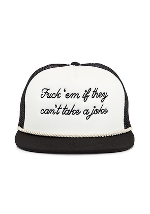 Remington Stone Joker Trucker Hat in Black & Creme - Black. Size all.