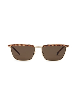 Saint Laurent Rectangular Sunglasses in Gold & Grey - Metallic Gold. Size all.