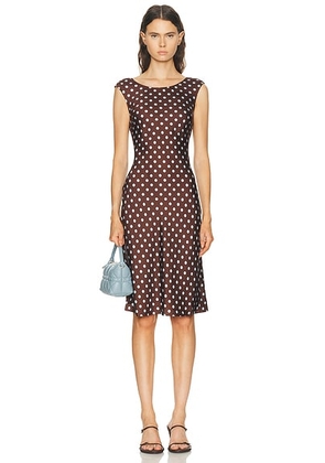 Posse Leo Dress in Chocolate Polka Dot - Chocolate. Size L (also in M, S, XS).