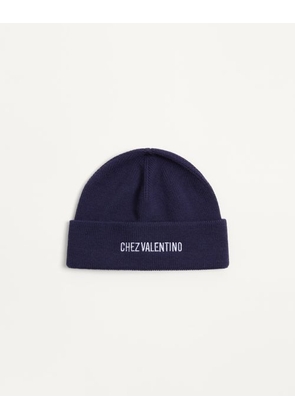 Valentino Garavani Chez Valentino Knitted Wool Beanie Man BLUE UNI