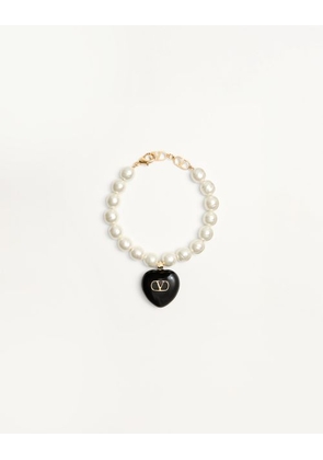 Valentino Garavani Coeur Royal Bracelet In Metal, Enamel And Beads Woman GOLD/BLACK/CREAM M