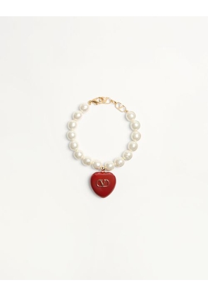Valentino Garavani Coeur Royal Bracelet In Metal, Enamel And Beads Woman GOLD/RED/CREAM M