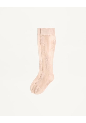 Valentino Floral Lycra Knee-High Socks Woman BIRCH L/X
