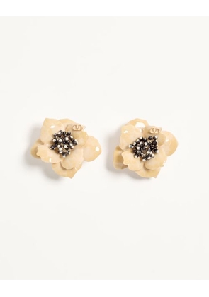 Valentino Garavani Fleur Lumineuse Earring in Metal, Enamel and Fabric Woman GOLD UNI