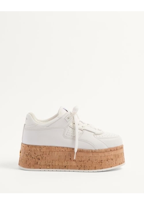 Valentino Garavani Freedots Xl Calfskin And Cork Sneaker Woman WHITE 36