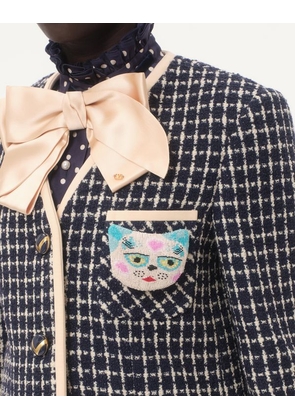 Valentino Garavani Le Chat De La Maison Brooch In Jacquard Fabric With Resin Bead Embroidery Woman MULTICOLOUR UNI