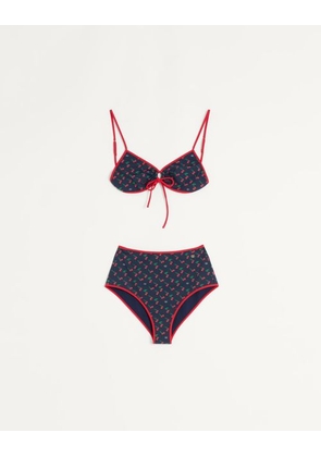 Valentino Lycra Bikini With Cherryfic Print Woman NAVY/CHERRY RED L