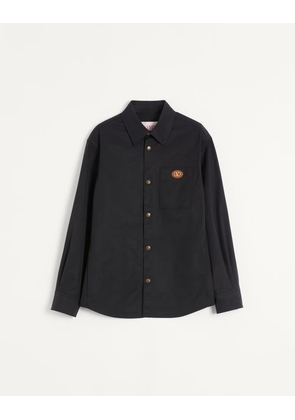 Valentino Nylon Shirt Jacket With Patch VLogo Man NAVY 44