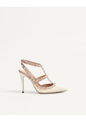 Valentino Garavani Patent Rockstud Caged Pump 100Mm Woman IVORY/POUDRE 34