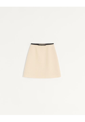 Valentino Plain Wool Tweed Skirt Woman ALMOND/BLACK 36