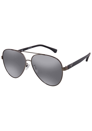 Emporio Armani Light Grey Mirror Pilot Mens Sunglasses EA2046D 30036G 62