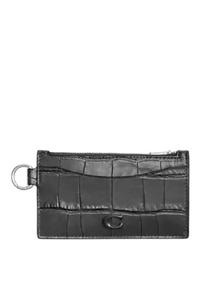 Coach Crocodile Embossed Leather Zip Card Case