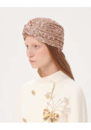 Valentino Garavani Sequinned Turban Woman ROSE GOLD 55