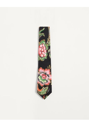 Valentino Garavani Silk Tie With Papier Floral Pattern Man BLACK/MULTICOLOUR UNI