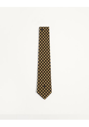 Valentino Garavani Silk Tie With Plusdepois Pattern Man BLACK/OCHRE UNI