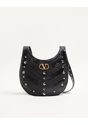 Valentino Garavani Valentino Garavani Hoboho Small Nappa Leather Hobo Bag With Chevron Pattern And Studs Woman BLACK UNI
