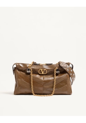 Valentino Garavani Valentino Garavani Panthea Shoulder Bag In Nappa Leather With Chevron Pattern Woman TUNDRA UNI