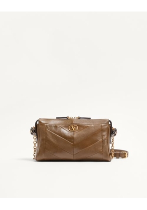 Valentino Garavani Valentino Garavani Panthea Small Shoulder Bag In Nappa Leather With A Chevron Pattern Woman TUNDRA UNI