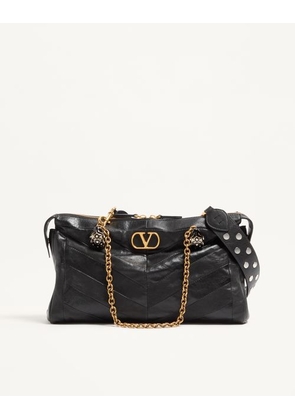 Valentino Garavani Valentino Garavani Panthea Shoulder Bag In Nappa Leather With Chevron Pattern Woman BLACK UNI