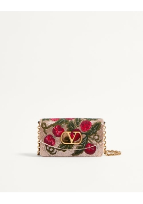 Valentino Garavani Valentino Garavani Vain Embroidered Shoulder Clutch With Cherryfic Pattern Woman BEIGE/MULTICOLOUR UNI