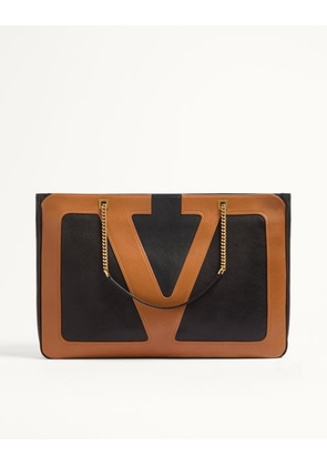 Valentino Garavani Valentino Garavani Viva Superstar Large Nappa Leather Shopping Bag Woman BLACK/SPICE UNI