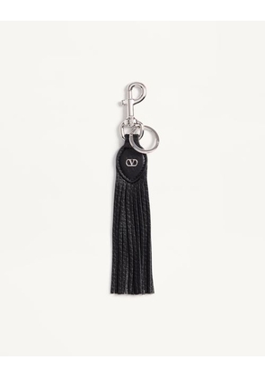 Valentino Garavani Valentino Garavani Vlogo Signature Key Ring In Grainy Calfskin And Metal Man BLACK UNI