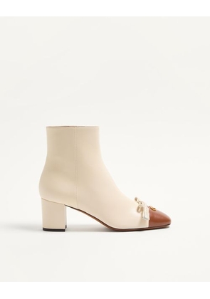 Valentino Garavani Valet Du Roi Kidskin Leather Ankle Boot 60Mm Woman BUTTER/TOBACCO 35