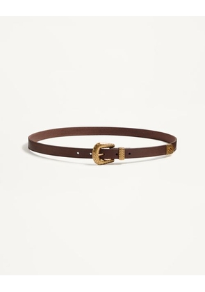 Valentino Garavani Vlogo Signature Calfskin Belt 20 Mm Man CHOCOLATE 085