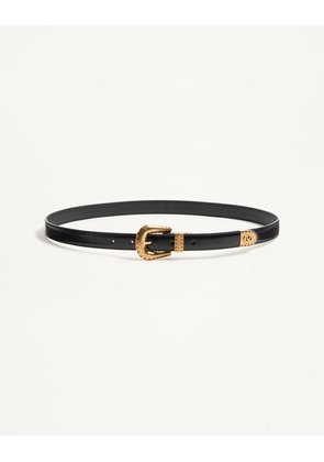 Valentino Garavani Vlogo Signature Brushed Calfskin Belt 20 Mm Man BLACK 085