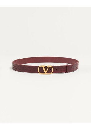 Valentino Garavani Vlogo Signature Calfskin Belt 30 Mm Man DARK AUBERGINE 085