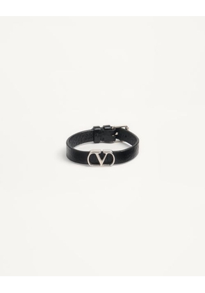 Valentino Garavani Vlogo Signature Grainy Calfskin Bracelet Man BLACK UNI