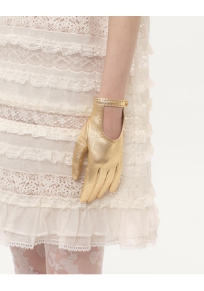 Valentino Garavani Vlogo Signature Laminated Nappa Gloves Woman GOLD 6