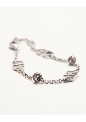 Valentino Garavani Vlogo Signature Metal And Crystal Bracelet Woman PALLADIUM/CRYSTAL M